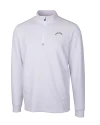 Los Angeles Chargers Mono Cutter & Buck Traverse Recycled Smooth Stretch Mens Quarter Zip Pullover White Mannequin Thumbnail Image
