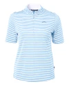 Los Angeles Chargers Mono Cutter & Buck Virtue Recycled Stripe Featherlight Pique Womens Half Zip Atlas Light Blue Mannequin Thumbnail Image