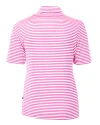 Los Angeles Chargers Mono Cutter & Buck Virtue Recycled Stripe Featherlight Pique Womens Half Zip Gelato Fuchsia Mannequin Back Thumbnail Image