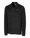 Los Angeles Chargers Mono Cutter & Buck Advantage Recycled Cotton-Blend Pique Mens Big & Tall Long Sleeve Polo Black Mannequin Thumbnail Image