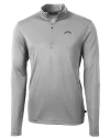 Los Angeles Chargers Mono Cutter & Buck Virtue Recycled Featherlight Pique Mens Big & Tall Quarter Zip Pullover Polished Medium Gray Mannequin Thumbnail Image
