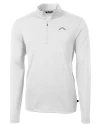 Los Angeles Chargers Mono Cutter & Buck Virtue Recycled Featherlight Pique Mens Big & Tall Quarter Zip Pullover White Mannequin Thumbnail Image