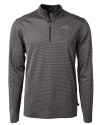 Los Angeles Chargers Mono Cutter & Buck Virtue Recycled Micro Stripe Featherlight Pique Mens Quarter Zip Pullover Black/Elemental Grey Mannequin Thumbnail Image