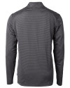 Los Angeles Chargers Mono Cutter & Buck Virtue Recycled Micro Stripe Featherlight Pique Mens Quarter Zip Pullover Black/Elemental Grey Mannequin Back Thumbnail Image