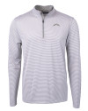 Los Angeles Chargers Mono Cutter & Buck Virtue Recycled Micro Stripe Featherlight Pique Mens Quarter Zip Pullover Polished/White Mannequin Thumbnail Image