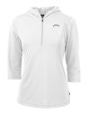 Los Angeles Chargers Mono Cutter & Buck Virtue Recycled Featherlight Pique Womens Half Zip Hooded Pullover White Mannequin Thumbnail Image