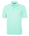 Los Angeles Chargers Mono Cutter & Buck Virtue Recycled Stripe Featherlight Pique Mens Polo Fresh Mint Mannequin Thumbnail Image