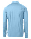 Los Angeles Chargers Mono Cutter & Buck Adapt Recycled Soft Knit Stretch  Mens Quarter Zip Pullover Atlas Light Blue Mannequin Back Thumbnail Image