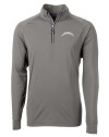 Los Angeles Chargers Mono Cutter & Buck Adapt Recycled Soft Knit Stretch  Mens Quarter Zip Pullover Elemental Grey Mannequin Thumbnail Image