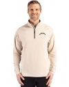 Los Angeles Chargers Mono Cutter & Buck Adapt Recycled Soft Knit Stretch  Mens Quarter Zip Pullover Wheat Front Thumbnail Image