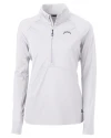 Los Angeles Chargers Mono Cutter & Buck Adapt Recycled Soft Knit Stretch Womens Half Zip Pullover White Mannequin Thumbnail Image