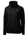 Los Angeles Chargers Mono Cutter & Buck Cascade Epic Comfort Recycled Sherpa Fleece Womens Pullover Jacket Black Mannequin Thumbnail Image
