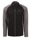 Los Angeles Chargers Mono Cutter & Buck Adapt Recycled Soft Knit Stretch Mens Big & Tall Hybrid Full Zip Jacket Black Heather/Black Mannequin Thumbnail Image