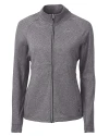 Los Angeles Chargers Mono Cutter & Buck Adapt Recycled Soft Knit Stretch Womens Heathered Full Zip Jacket Black Heather Mannequin Thumbnail Image