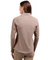 View image 12: Los Angeles Chargers Monochromatic Cutter & Buck Adapt Recycled Soft Knit Stretch Womens Heathered Full Zip Jacket Mushroom Heather Back