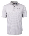 Los Angeles Chargers Mono Cutter & Buck Virtue Recycled Micro Stripe Featherlight Pique Mens Big & Tall Polo Polished/White Mannequin Thumbnail Image
