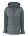 Los Angeles Chargers Monochromatic Cutter & Buck Evoke Recycled Honeycomb Fleece Womens Hybrid Full Zip Jacket Elemental Grey Mannequin Thumbnail Image