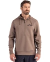 Los Angeles Chargers Mono Cutter & Buck Roam Recycled Buttery-Soft Knit Mens Half Zip Hooded Pullover Mushroom Front Thumbnail Image