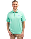 Los Angeles Chargers Monochromatic Cutter & Buck Forge Recycled Four-Way Stretch Mens Polo Fresh Mint Heather Front Thumbnail Image