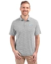 Los Angeles Chargers Mono Cutter & Buck Virtue Recycled Botanical Print Featherlight Pique Mens  Polo Black Front Thumbnail Image