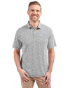 Los Angeles Chargers Mono Cutter & Buck Virtue Recycled Botanical Print Featherlight Pique Mens  Polo Black Front Thumbnail Image