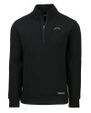 Los Angeles Chargers Mono Cutter & Buck Roam Recycled Buttery-Soft Knit Mens Quarter Zip Jacket Black Mannequin Thumbnail Image