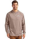 Los Angeles Chargers Monochromatic Cutter & Buck Adapt Recycled Soft Knit Stretch Mens Heathered Hooded Pullover Mushroom Heather Front Thumbnail Image
