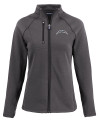 Los Angeles Chargers Mono Cutter & Buck Peshastin Recycled GridFleece Womens Full Zip Jacket Black Heather Mannequin Thumbnail Image