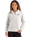 Los Angeles Chargers Mono Cutter & Buck Roam Recycled Buttery-Soft Knit Womens Quarter Zip Pullover Solitare Front Thumbnail Image