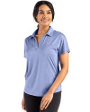 View image 10: Los Angeles Chargers Monochromatic Cutter & Buck Coastline Recycled Double Peached Womens Dolman Polo Hyacinth Front
