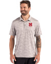 Nebraska Cornhuskers Alumni Cutter & Buck Coastline Recycled Double Peached Camo Print Mens Polo CONCRETE Front Thumbnail Image