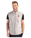 Clemson Tigers Alumni Cutter & Buck Hunts Point Recycled Fleece Mens Hybrid Full Zip Vest Polished Medium Gray Front Thumbnail Image