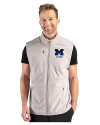 Michigan Wolverines Alumni Cutter & Buck Hunts Point Recycled Fleece Mens Hybrid Full Zip Vest Polished Medium Gray Front Thumbnail Image