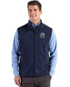 View image 1: Notre Dame Fighting Irish Alumni - Cutter & Buck Hunts Point Recycled Fleece Mens Hybrid Full Zip Vest Navy Blue Front