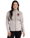 Texas A&M Aggies Alumni Cutter & Buck Hunts Point Recycled Fleece Womens Hybrid Full Zip Jacket Polished Medium Gray Front Thumbnail Image