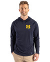 Michigan Wolverines Alumni Cutter & Buck Prospect Recycled Featherlight Stretch Mens Big & Tall Hooded Pullover Navy Blue Front Thumbnail Image