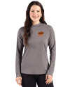 Oklahoma State Cowboys Alumni Cutter & Buck Prospect Recycled  Featherlight Stretch Womens Hooded Pullover Elemental Grey Front Thumbnail Image