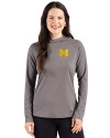 Michigan Wolverines Alumni Cutter & Buck Prospect Recycled  Featherlight Stretch Womens Hooded Pullover Elemental Grey Front Thumbnail Image