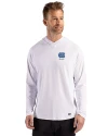 North Carolina Tar Heels Alumni Cutter & Buck Prospect Recycled Featherlight Stretch Mens Hooded Pullover White Front Thumbnail Image