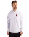 Ohio State Buckeyes Alumni Cutter & Buck Prospect Recycled Featherlight Stretch Mens Hooded Pullover White Front Thumbnail Image