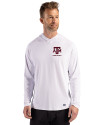 Texas A&M Aggies Alumni Cutter & Buck Prospect Recycled Featherlight Stretch Mens Hooded Pullover White Front Thumbnail Image