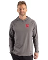 Nebraska Cornhuskers Alumni Cutter & Buck Prospect Recycled Featherlight Stretch Mens Hooded Pullover Elemental Grey Front Thumbnail Image