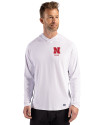 Nebraska Cornhuskers Alumni Cutter & Buck Prospect Recycled Featherlight Stretch Mens Hooded Pullover White Front Thumbnail Image