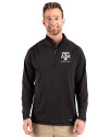 Texas A&M Aggies Alumni Cutter & Buck Prospect Recycled Featherlight Stretch Mens Big & Tall Quarter Zip Black Front Thumbnail Image