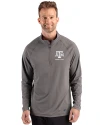 Texas A&M Aggies Alumni Cutter & Buck Prospect Recycled Featherlight Stretch Mens Big & Tall Quarter Zip Elemental Grey Front Thumbnail Image
