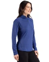 Florida Gators Alumni Cutter & Buck Prospect Recycled Featherlight Stretch Womens Quarter Zip Tour Blue Side Thumbnail Image
