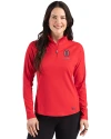 Ohio State Buckeyes Alumni Cutter & Buck Prospect Recycled Featherlight Stretch Womens Quarter Zip Red Front Thumbnail Image