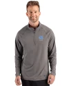North Carolina Tar Heels Alumni Cutter & Buck Prospect Recycled Featherlight Stretch Mens Quarter Zip Elemental Grey Front Thumbnail Image