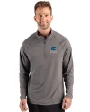 Florida Gators Alumni Cutter & Buck Prospect Recycled Featherlight Stretch Mens Quarter Zip Elemental Grey Front Thumbnail Image