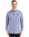  Cutter & Buck Skyline Recycled Gingham Mens Long Sleeve Button Down  Dress Shirt Tour Blue/White Front Thumbnail Image